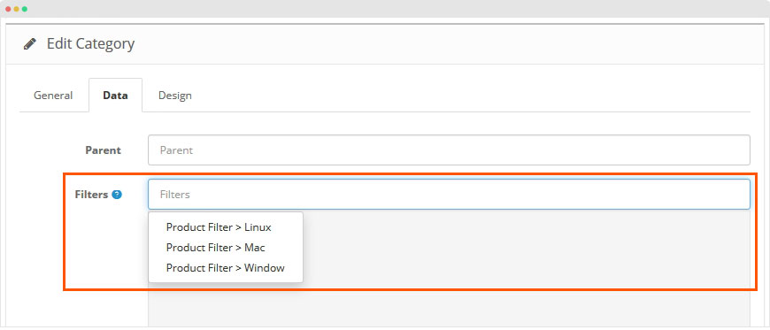assign filters to category
